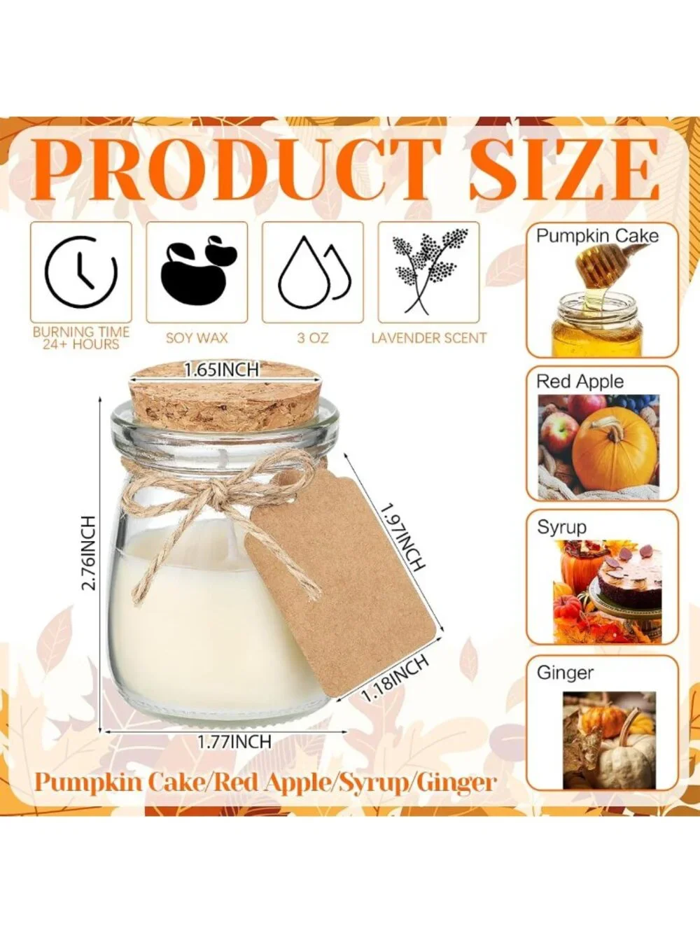 24 Pcs Fall Jar Candles - Natural Wax Holiday Gifts, Pumpkin & Apple Scents, DIY